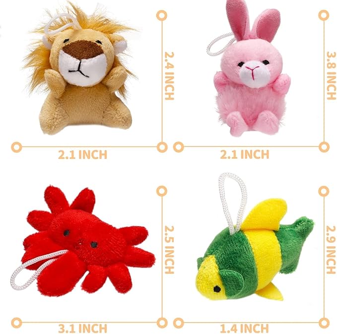 56 Pack Mini Plush Animals Toys Bulk, Small Stuffed Ocean Animal Toy Set, Keychain Decoration for Claw Machine, Birthday Party Favor, Goodie Bag Fillers, Valentines Classroom Prize Box, School Reward