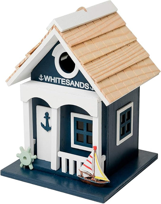 MEWANG Hanging Colourful Birdhouse Outdoor Beach Bird House Condo Wooden Green Height 9.1"