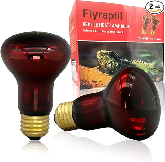 Reptile Heat Lamp Bulb 75 Watt, Infrared Red Heat Light Bulb Basking Spot Lamp for Bearded Dragon, Reptiles Amphibian, Chickens Coop, Lizard, Turtle, Hermit Crab, Leopard Gecko, Snake, 2 Pack