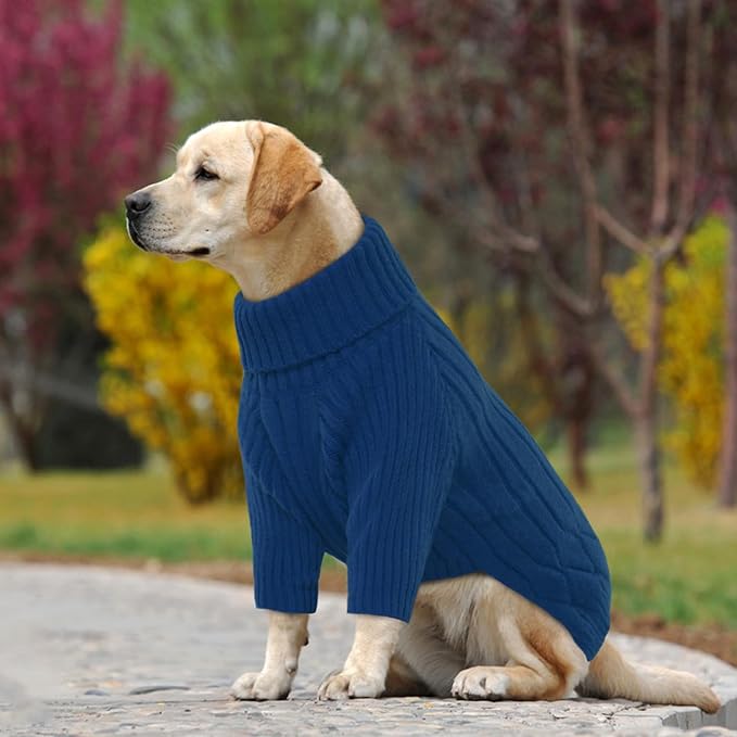 Dog Sweater, Dog Sweaters for Large Dogs Girl Boy, Large Dog Sweatshirt, Turtleneck Thick Warm Dog Sweater, Doggie Christmas Sweater, Pet Sweatshirt Clothes Outfit Fall Knit Pitbulls (Blue L)
