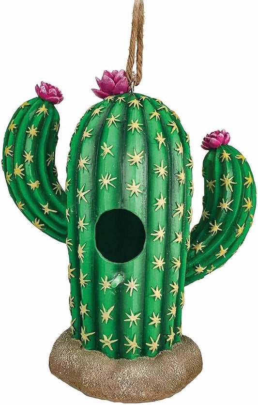 Spoontiques - Birdhouse - Garden Décor - Decorative Bird House for Yard and Garden Decoration - Hanging Novelty for Outdoor Patio - Cactus Birdhouse, Green
