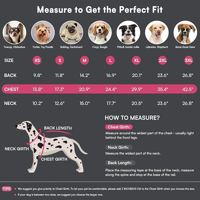 Queenmore Large Dog Jackets, Dog Coats for Extra Large Dogs with Harness Built in, Reflective Waterproof Dogs Jackets with Fleece Lining,Warm Snowsuit Pet Sweater for German Shepherd,Rose Red,XXXL