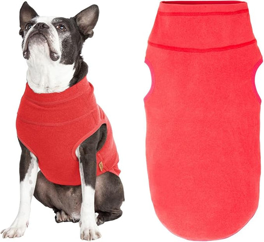 Gooby Microfiber Stretch Fleece Vest Dog Sweater - Tomato Red, Medium - Warm Pullover Microfiber Fleece Dog Jacket for Small to Large Dogs