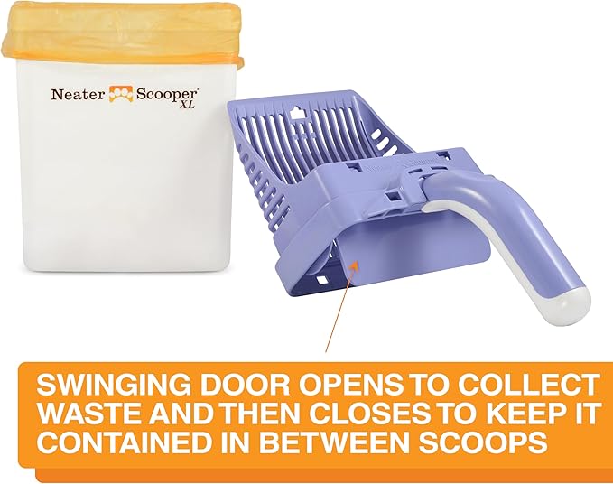 Neater Pet Brands Neater Scooper XL Cat Litter Scoop, 60 Refill Bags – Extra-Large Capacity Mess-Free Cat Litter Scooper with Bag for Large & Multiple Cats, Spill-Proof Litter Box Scooper with Holder
