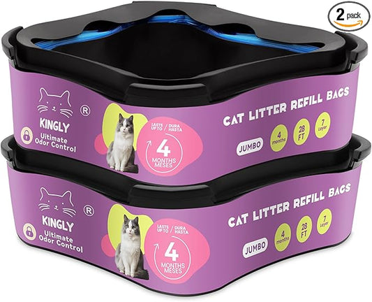 Premium Cat Litter Refill Bags |Jumbo 28FT 2-Pack | Lasts Up to 8 Months | 2 Cartridges for Superior Odor Control