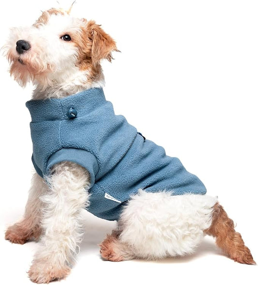Small Dog Sweater, Fleece Sweater with D-Ring, for Chihuahua, Yorkie, Teacup Dog, Warm and Lightweight, Easy to Wear (Blue-Grey XXS)