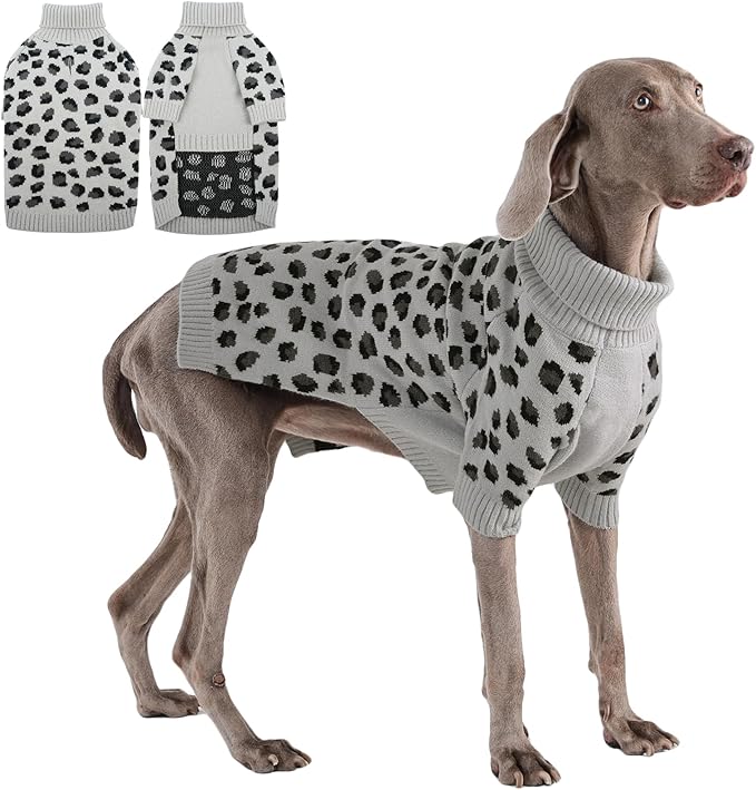 ROZKITCH Large Dog Sweater, Warm Knit Pullover for Cold Weather, Turtleneck Dog Coat for Shepherds Boxers and Mastiffs Grey 4XL