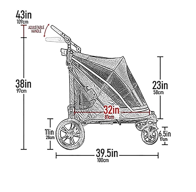 Pet Gear NO-Zip Pet Stroller with Dual Entry, Push Button Zipperless Entry for Single or Multiple Dogs/Cats, Pet Can Easily Walk in/Out, No Need to Lift Pet, Gel-Filled Tires, Red Plum