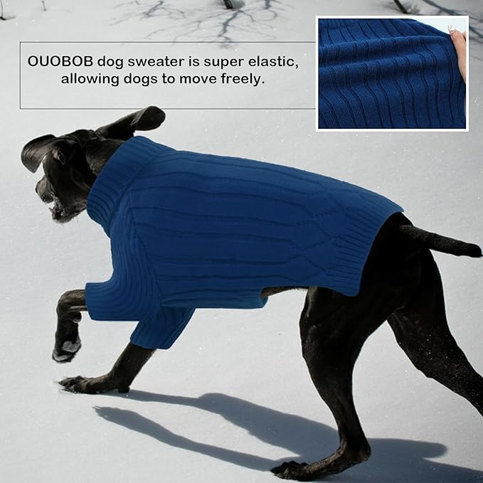 XXL Dog Sweaters for Extra Large Dogs, Warm Winter Fall Dog Sweaters for Dog Girls Boys, Turtleneck Dog Knitwear, Doggie Christmas Sweater,Pet Sweatshirt Clothes Outfit Knit Labrador (Blue XXL)