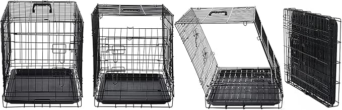 DONORO Dog Crates for Lareg Size Dogs Indoor Double Door Dog Kennels & Houses for Puppy and Cats, Collapsible Metal Contour Dog Cages (Brown, 42.0" L x 28.0" W x 31.0" H)