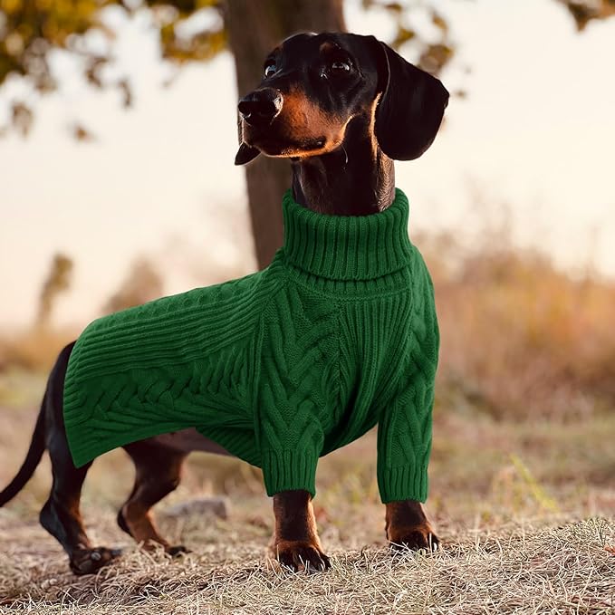 ASENKU Extra-Large Dog Sweater, Dog Sweaters for Extra Large Dogs, Pet Sweatshirt Apparel Turtleneck Pullover Winter for Doberman, Great Dane (Dark Green, 3XL)