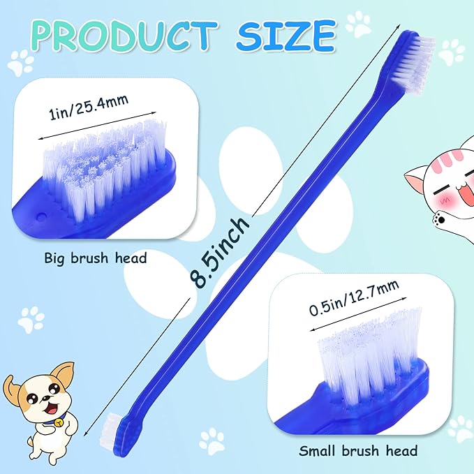 Dog Tooth Brush Pet Toothbrush Soft Grooming Dogs Toothbrush Dog Double Sided Puppy Long Handle Brush for Large and Small Teeth Cleaning Dental Oral Care(80 Count,Dark Blue)