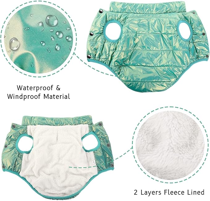 ASENKU Dog Winter Coat - Waterproof Windproof Dog Jacket, Warm Snowproof Doggie Puffer Vest for Cold Weather, Lightweight Snow Coats for Small Medium Large Dogs (Mint Green, 2XL)