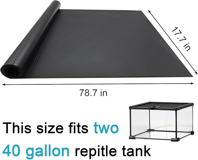 Reptile Carpet Bedding, 17.7 x 78.7 Inches Cuttable Reptile Terrarium Substrate Liner, Bearded Dragon Tank Accessories, Reptile Tank Mat for Leopard Gecko, Lizard, Snake and Tortoise, Black