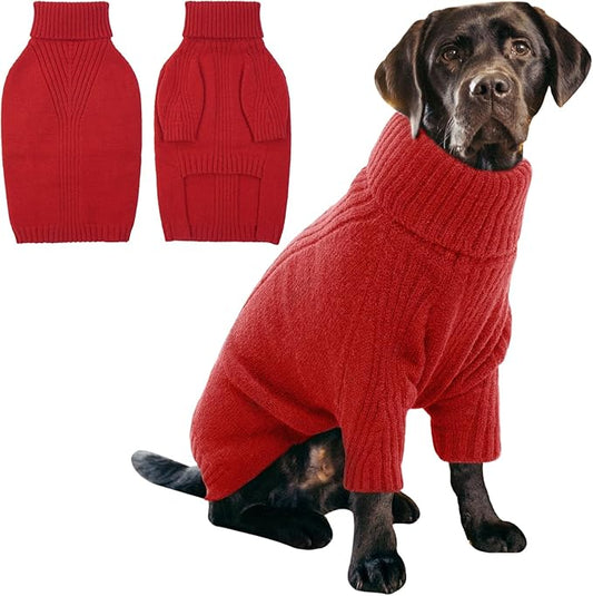 IECOii XL Dog Sweater,Winter Doggy Clothes for Large Dogs Girl Boy,Warm Pullover Xmas Dog Sweater Turtleneck,Lightweight & Good Stretch for Active Dogs Like Beagle,Border Collie (Red,XLarge)