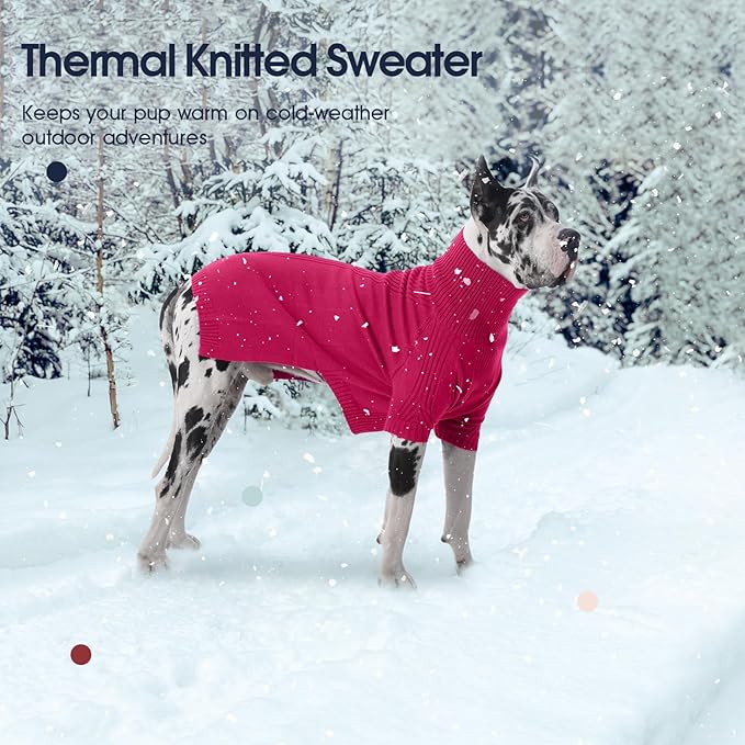 IECOii XL Dog Sweater,Winter Doggy Clothes for Large Dogs Girl Boy,Warm Pullover Soft Dog Sweater Turtleneck,Lightweight & Good Stretch for Active Dogs Like Beagle,Border Collie (Rose red,XLarge)
