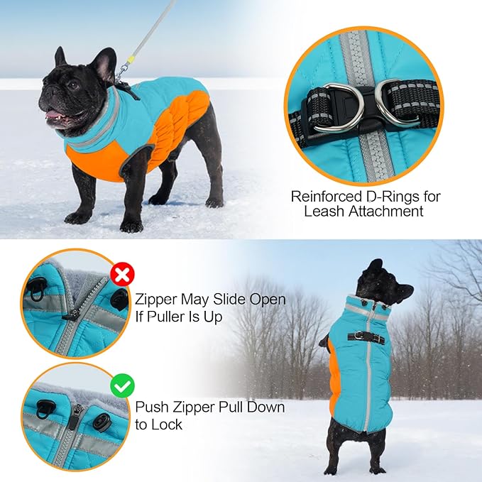 Warm Dog Coats for Large Dogs, Waterproof Dog Jacket with Harness Built in, Zipper Clousure, Fleece Lining, Turtleneck, for Cold Weather, Snowsuit for German Shepherd, Weimaraner, Labrado XXXL