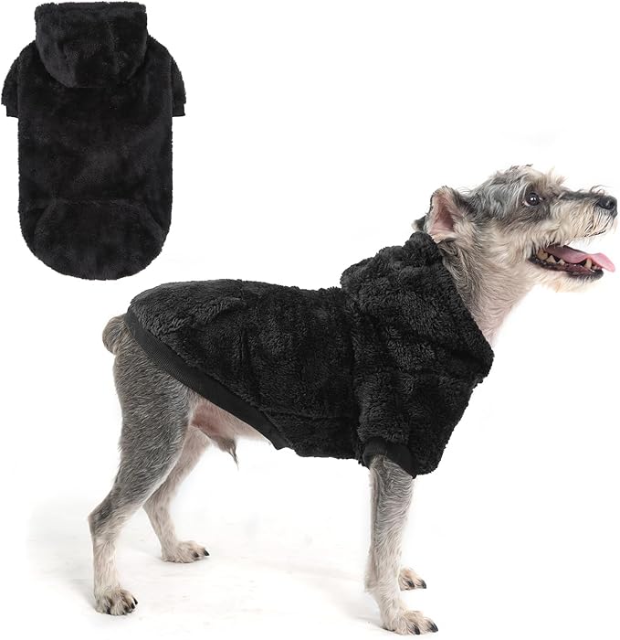 SCENEREAL Fuzzy Sweater/Hoodie for Small Medium Large Dogs, Fleece Warm Sweatshirt With Pocket, Winter Coat for Boys/Girls, Chihuahua Puppy Clothes With Leash Hole