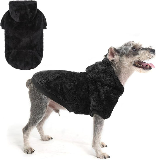 SCENEREAL Fuzzy Sweater/Hoodie for Small Medium Large Dogs, Fleece Warm Sweatshirt With Pocket, Winter Coat for Boys/Girls, Chihuahua Puppy Clothes With Leash Hole