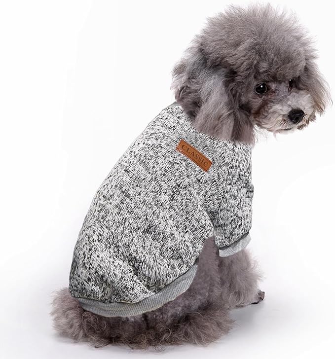 Jecikelon Dog Clothes Dogs Sweater Soft Puppies Clothing Winter Puppy Sweaters Warm Outfit for Dogs Small XXS XS Cat Apparel (Small, Grey)