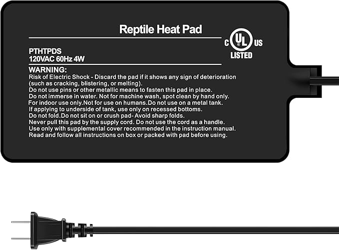 Simple Deluxe 4X7 Inch 4W Reptile Heating Pad Electric Indoor Under Tank Terrarium Heating Mat Waterproof for Turtles, Lizards, Frogs, and Other Reptiles
