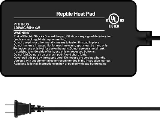 Simple Deluxe 4X7 Inch 4W Reptile Heating Pad Electric Indoor Under Tank Terrarium Heating Mat Waterproof for Turtles, Lizards, Frogs, and Other Reptiles