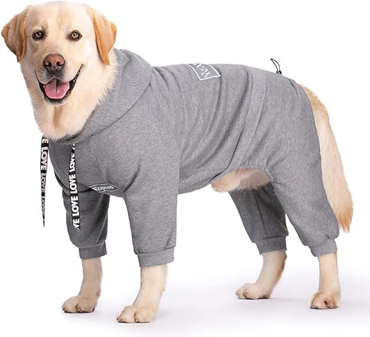 Dog Hoodies Winter Coat for Large Medium Dogs, Pullover 8 Legs Warm Coat Hooded Sweatshirt, Fleece Hoodie for Cold Weather (Grey, 5X-Large)