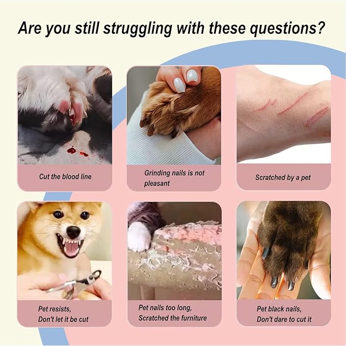 2-in-1 Dog Nail Grinder & Clipper - Ultra-Quiet USB Rechargeable Pet Nail Trimmer with LED Light, Multiple Sanding Ports, and Splash Guard for Small, Medium, & Large Dogs and Cats (White)