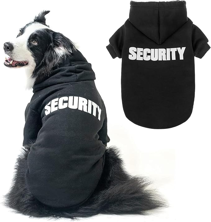 SCENEREAL Security Dog Hoodie for Large Medium Small Dogs, Soft Puppy Sweatshirts with Leash Hole for Outdoor Walking, Fall Winter Halloween Dog Costume Pet Cold Weather Coats