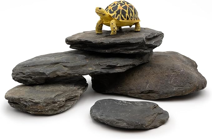Aquarium Stone Stream Turtle Platform Natural Slate 3-9 inches Turtle Tank Rocks for Aquarium Decoration and Amphibian Habitat (20lb)