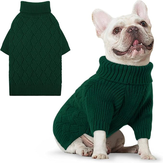 AOFITEE Small Dog Sweater, XS Sweaters for Dogs, Warm Dog Christmas Sweater, Dogs Winter Sweaters for Puppy, Turtleneck Thick Puppy Sweatshirt Female Male for Yorkie, Chihuahua (Green, XSmall)