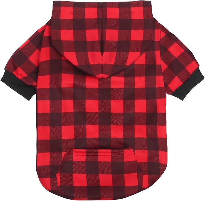 GreenJoy Plaid Dog Sweaters Hoodies Sweatshirts for Dogs Cats, Warm and Soft Cold Weater Coats for Christmas (Red, X-Small)