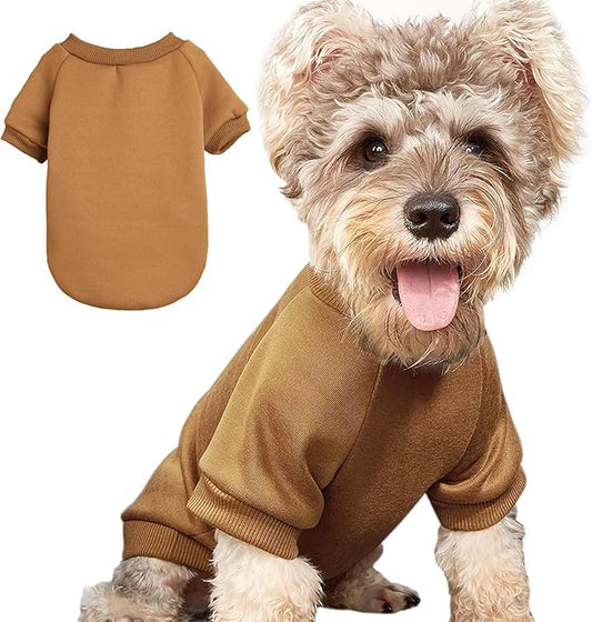 Puppy Sweater for Small Dogs Clothes Warm Winter Cat Clothe Pet Sweatshirt Knitwear Doggie Kitten Clothing, Coffee, Large
