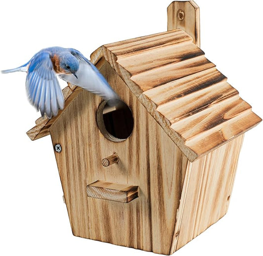 Bird House Bird Houses for Outside with Pole Wooden Bird House for Finch Bluebird House Cardinals Hanging Birdhouse Clearance Garden Country Cottages (B8)