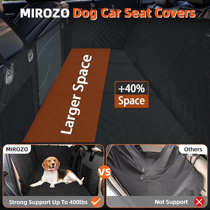 MIROZO Dog Seat Cover,Back Seat Extender for Dogs,600D Heavy Durable Dog Seat Cover Pet seat Cover for Car Pet Backseat Protector,Large Space Travel Bed with 3-Fold Bottom for Full Size SUV Truck
