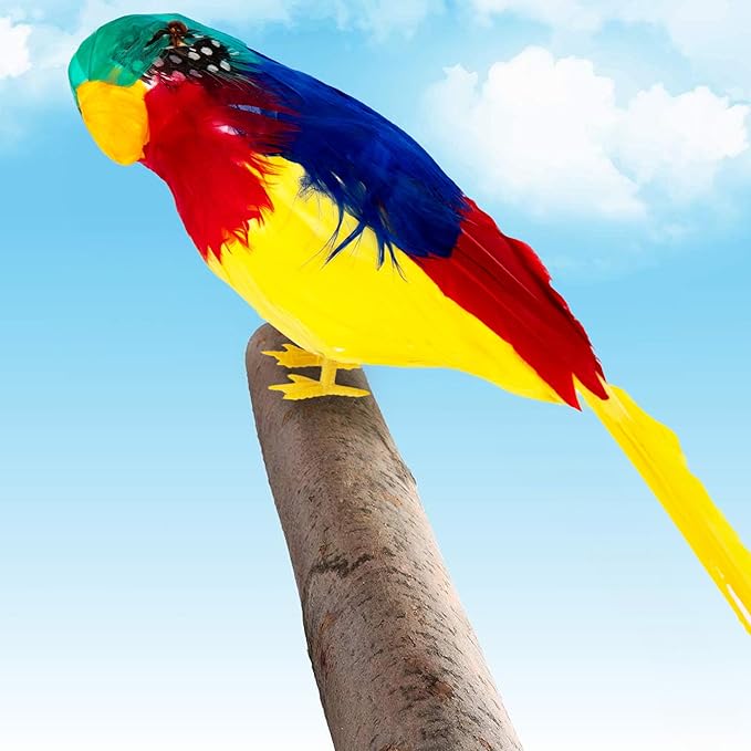 ArtCreativity Realistic Parrot 11 Inch, Artificial Birds for Home Decoration, Parrot for Pirate Costume, Feathered Parrot Fake Birds Pirate Accessories on Shoulder for Adult, Kids, Boys and Girls