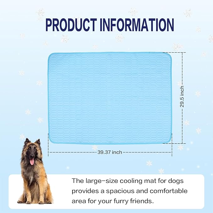 39 Inches× 29 Inches Cooling Mat for Dogs/Cats Immediately Dog Cooling Mat in Summer, Ice Silk Latex Anti-Slip Pet Sleeping Pad Sky Blue Dog Pad Suitable for Car/Indoor/Tourism Use
