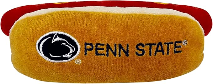 NCAA Penn State Nittany Lions HOT Dog Plush Dog & CAT Squeak Toy- Cutest HOT-Dog Snack Plush Toy for Dogs & Cats with Inner Squeaker & Beautiful Football/Basketball Team Name/Logo