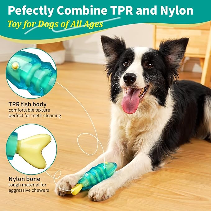 MewaJump Dog Chew Toys for Aggressive Chewers, Tough Dog Toy for Medium and Large Breeds, Indestructible Dog Toys, Durable Dog Toy, Bone Nylon Toy