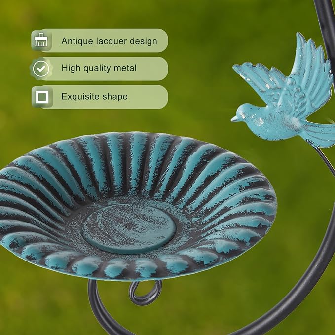 59" H Metal Bird Feeder with Stake,Freestanding Bird Feeder Tray,Bird Baths for Outdoors,Yard Lawn Decorative Garden Stakes