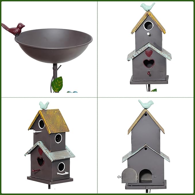 60.6" H Bird Baths for Outdoors,Metal Bird Bath Bowl,Birdhouses for Outdoors with Pole,Birdhouses for Outdoors,Garden Yard Decor
