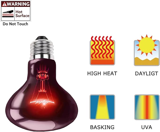 60W Infrared Red Heat Lamp – Perfect Basking Spot Bulb for Lizards, Bearded Dragons, Snakes & Chickens; Efficient Red Heat Emitter for Brooders and Terrariums, E26 Base | 2 Pack