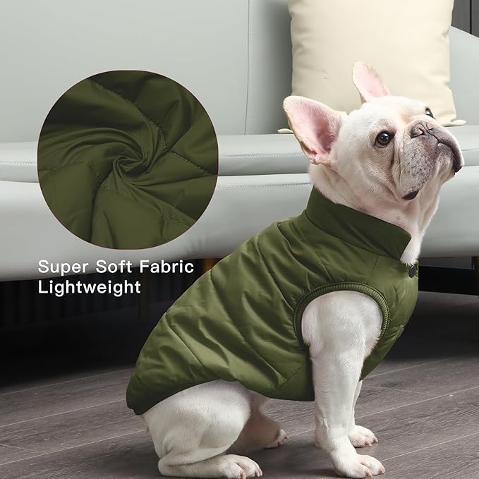 2 Layers Fleece Lined Warm Dog Jacket for Winter Cold Weather,Soft Windproof Large Dog Coat,Green XXXL