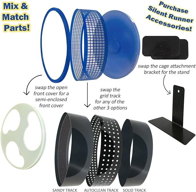 Silent Runner Pro | Sugar Glider Exercise Wheel (Blue with Attachment)
