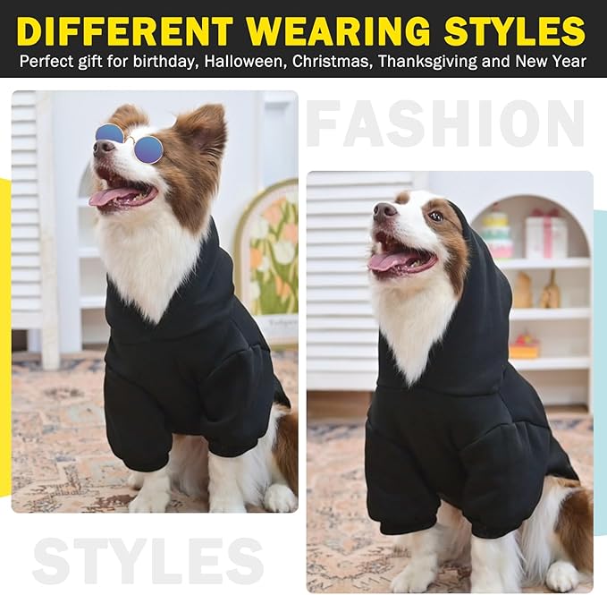 SCENEREAL Security Dog Hoodie Sweaters - Brushed Fleece Dog Clothes with Hat, Warm Winter Coat for All Weather, XL