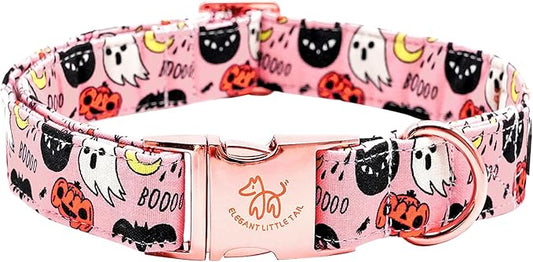 Elegant little tail Halloween Dog Collar, Autumn Pet Collar Durable Pink Dog Collars Male or Female Holiday Pet Gift Adjustable Dog Collar for X-Small Dogs