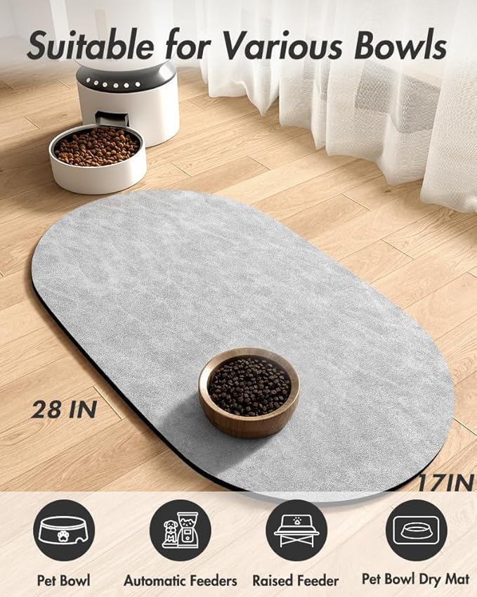 Absorbent Dog Water Mat-Dog Mat for Food and Water Bowl, Quick Dry Pet Feeding Mat, No Stains Dog Food mat, Dog Accessories Pet Supplies Mat-Dog Water Bowl Mat for Messy Drinkers