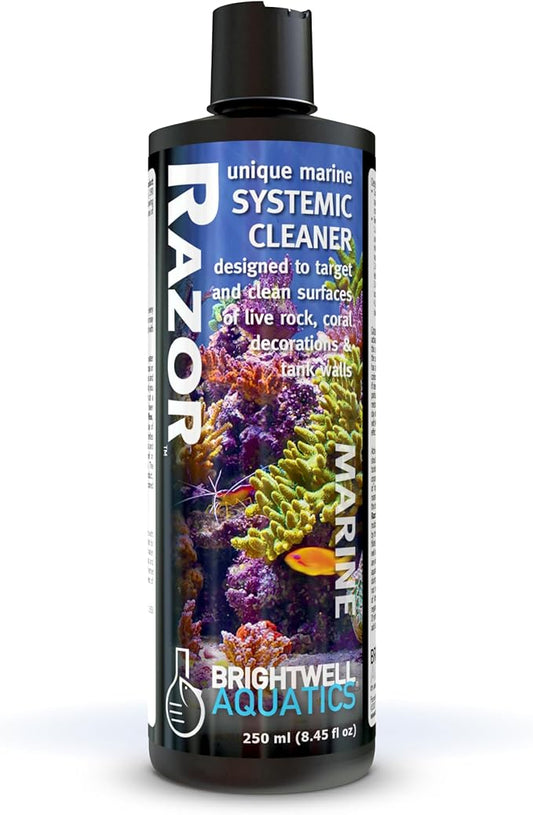 Brightwell Aquatics - Razor Marine - Unique Systemic Fish Tank Cleaner for Marine Aquariums - Aquarium Water Treatments, 8.45 fl oz