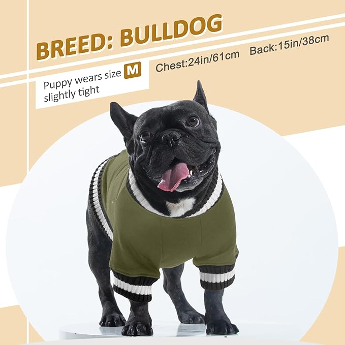 FUAMEY Dog Pullover Sweatshirt，Dog Winter Sweaters Warm Dog Clothes Dog Vest Thick Puppy Pullover Soft Pet Fleece Sweater Cute Doggie Boy Girl Outfit for Small Medium Dogs Green M