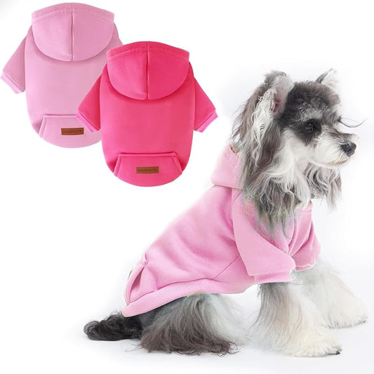 2 Pack Dog Hoodie Warm Hood Dog Sweater Cold Weather Small Dogs Sweatshirt Comfort Pet Clothes for Small Medium Dogs with Pockets Cats Chihuahua Clothes for Male Female Girl Boy Sporty Daily Wear